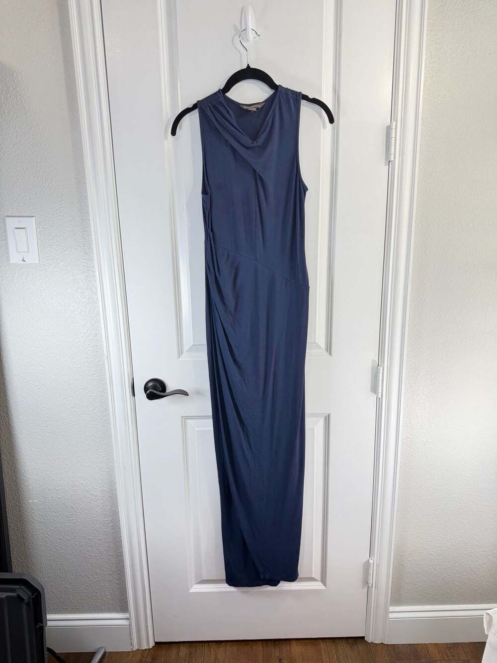 Tommy Bahama Blue Draped Cowl Neck Sleeveless Maxi Dress